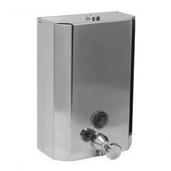 Saboneteira J16 2L em Aço Inox AISI 304 com Fechadura e Válvula em Latão Cromado Inox Higipack Saboneteira J16 2L em Aço Inox AISI 304 com Fechadura e Visor Transparente Inox Higipack