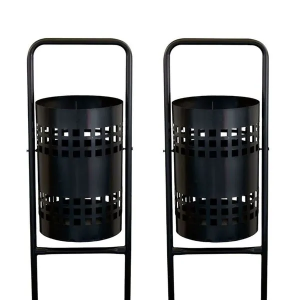 Kit 2 Lixeiras Redondas de Tela Aço Carbono 40L Pintura Eletrostática Preta 113cm Metalmig Kit 2 Lixeiras Redondas Tela Aço Carbono 40L Preta 113cm Metalmig