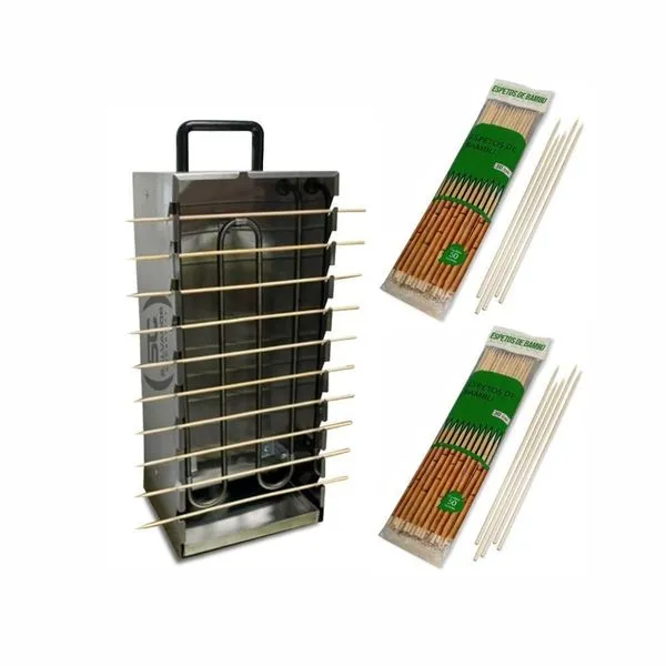 Kit - Churrasqueira 10 Espetinhos Churrasquito Elétrico Pr-199e 220v + 100 Espetinhos - Progás 220v