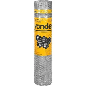 Tela Metálica Hexagonal Malha 1" 22 BWG x 1,0m 50 metros Pinteiro VONDER