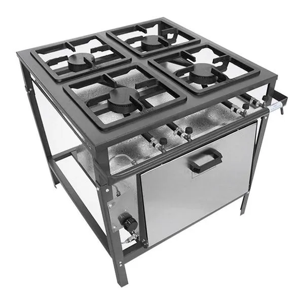 Fogão Profissional 4 Bocas Com Forno Metal Brey Fe -504-f