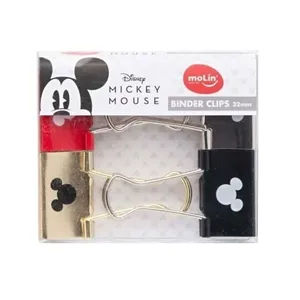 Binder Clips Molin do Brasil Mickey Mouse 32MM para Papel com Alça Metálica Embalagem com 4 Unidades Preto Binder Clips Molin do Brasil Mickey Mouse 32MM para Organização de Documentos Caixa com 4 Unidades