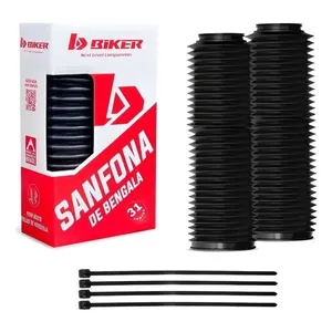 Sanfona de Bengala Biker 31 Dentes Crf250f Crf300 Tornado Xre 300 Preto com Abraçadeiras Plásticas Sanfona de Bengala Biker 31 Dentes Crf250f Crf300 Tornado Xre 300 Preto