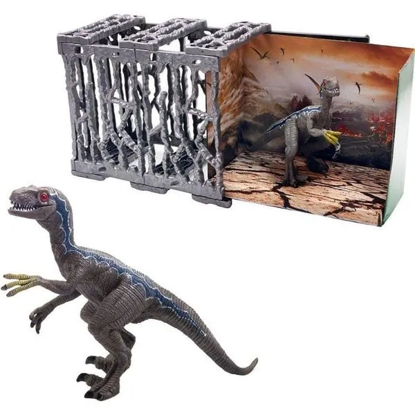 Dinossauro Dino na Jaula com Movimento Boca Flexível Pica Pau Brinquedos