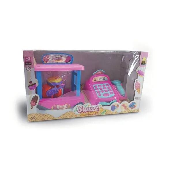 Kit Caixa Registradora e Sorveteira Brinquedo Infantil Rosa Bs Toys