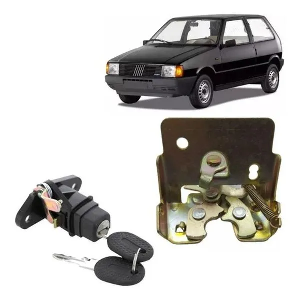 Kit Fechadura e Cilindro para Porta-malas Traseiro Fiat Uno e Uno Mille 1996 a 2003 com Botão Tampa Traseira Universal Kit Fechadura e Cilindro Porta-malas Fiat Uno 1996 a 2003 Universal Automotive Systems