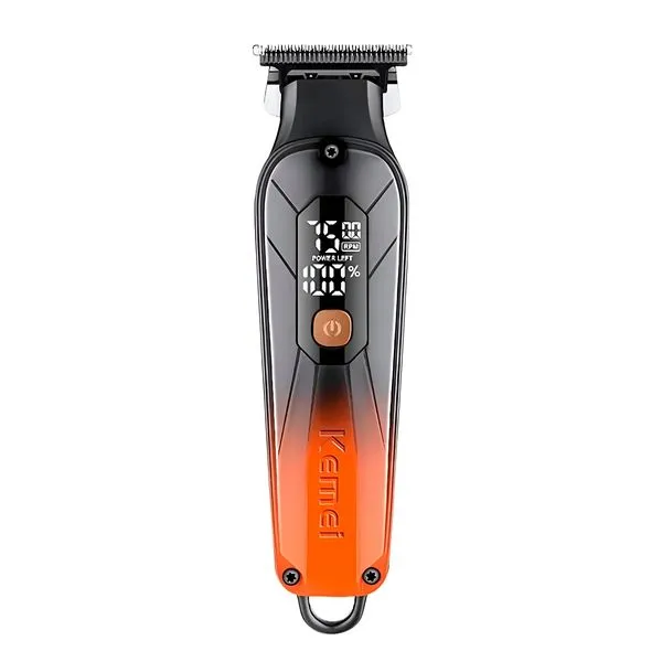 Maquina de Cortar Cabelo Kemei 1741 Degrade Acabamento Laranja