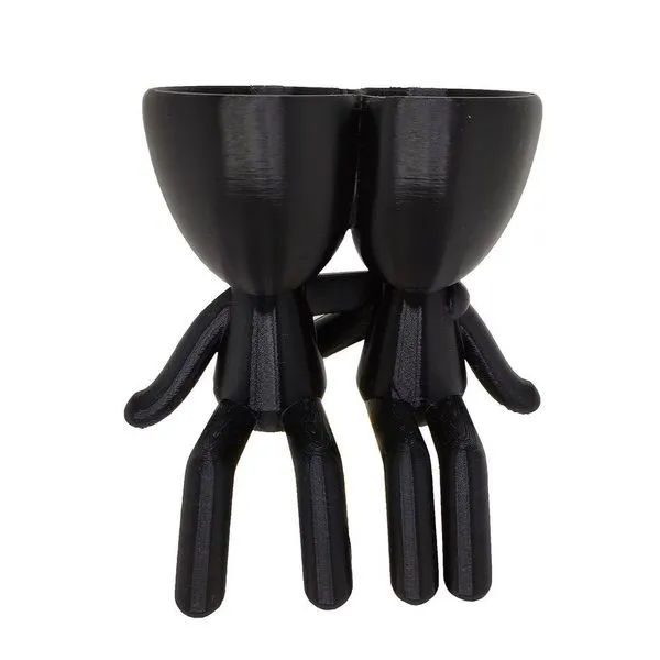 Vaso 3d Abraço Suculentas Decoração 15cm Robert Plant Decorativo Preto
