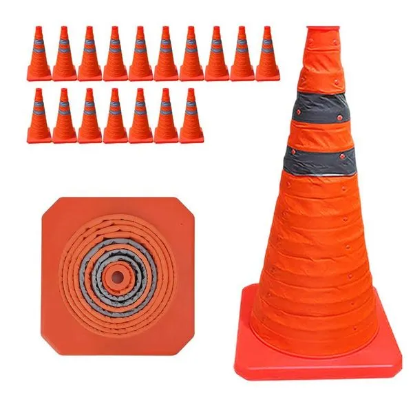 Kit 17 Cones Sinalizadores Retráteis Dobráveis 50cm com Faixas Refletivas Laranja AB Mídia Kit 17 Cones Sinalizadores Retráteis 50cm Faixas Refletivas Laranja AB Mídia