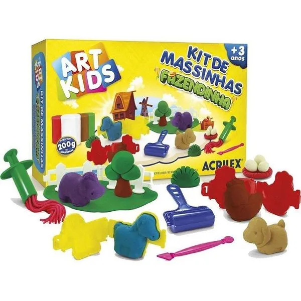 Kit Massa para Modelar Art Kids Fazendinha 200g com Acessórios Acrilex