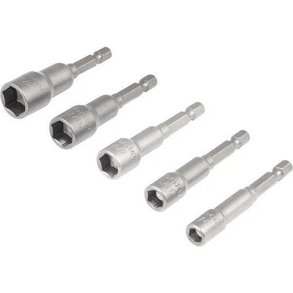 Jogo de Soquetes Sextavados Magnéticos 1/4 a 1/2" com 5 Peças - VONDER