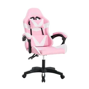 Cadeira Gamer Kloof KL1 Reclinável 135 graus Giratória 360 graus Couro PU Branco e Rosa Cadeira Gamer Kloof KL1 Reclinável 135 graus Giratória Couro PU Branco e Rosa