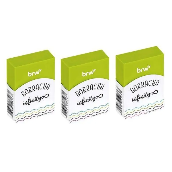 Borracha Escolar BRW B00310 Tamanho Extra Grande Retangular 3 Unidades Verde Borracha Escolar BRW B00310 Tamanho Extra Grande 3 Unidades Verde