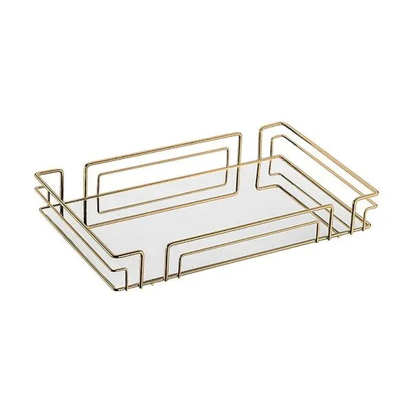 Bandeja Multiuso Hara Luiza Retangular 51,5 X 31,5 Cm Cor:dourado