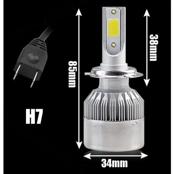 Par de Lâmpadas Automotivas LED para Farol C6 Super Led 6000K H7 12V 24V Alta Luminosidade Branco OEM Par de Lâmpadas LED para Farol C6 Super Led 6000K H7 12V 24V Branco para Veículos OEM