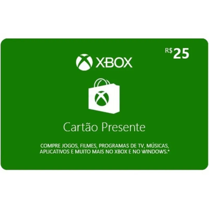 Gift Card Digital Xbox Live Credits R$25,00