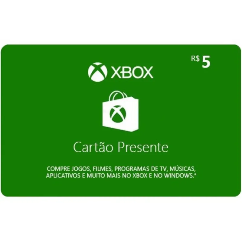 Gift Card Digital Xbox Live Credits R$5,00