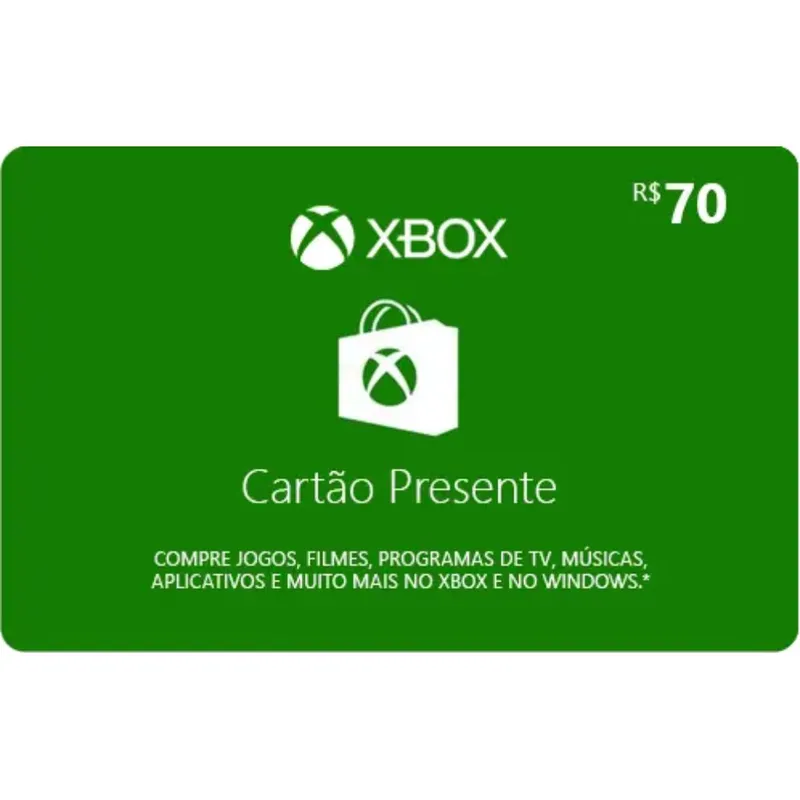 Gift Card Digital Xbox Live Credits R$70,00