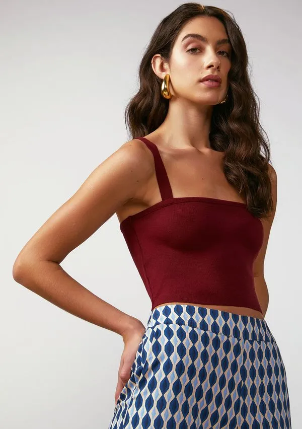 Top Zinco Decote Reto Alça Larga Bordo M