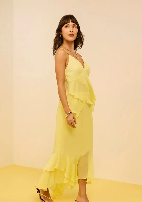 Regata Zinco Solta Decote V Padrão Amarelo G