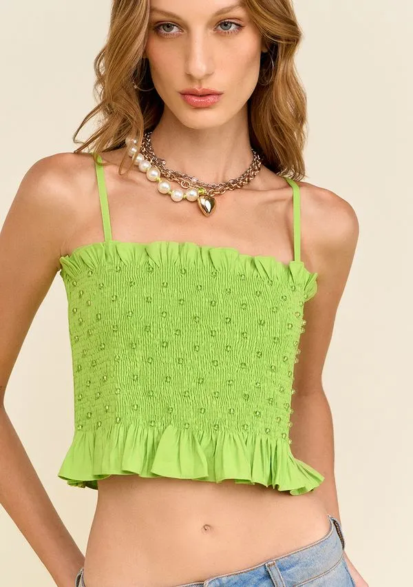 Top Zinco Decote Reto Alça Fina Verde P