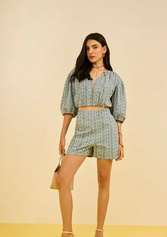 Shorts Zinco Reto Alta Azul 40
