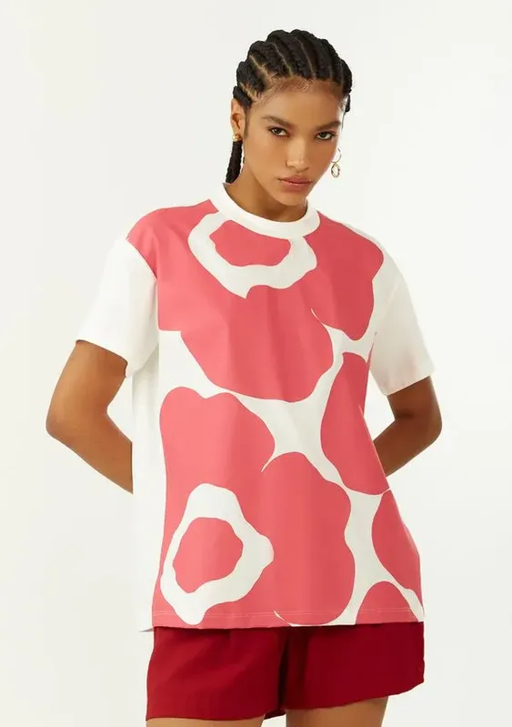 Camiseta Zinco Oversized Decote Careca Manga Curta Alongada Off White M