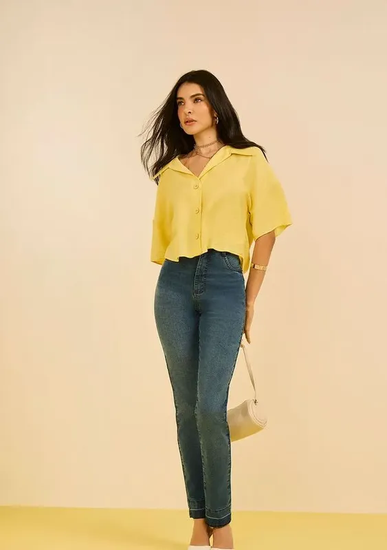 Calça Zinco Skinny Alta Azul 42
