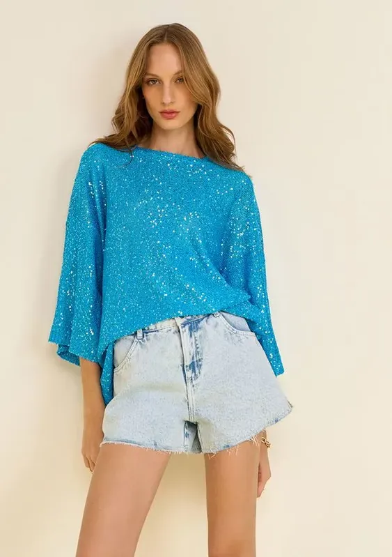 Shorts Zinco Reto Baixa Azul 40