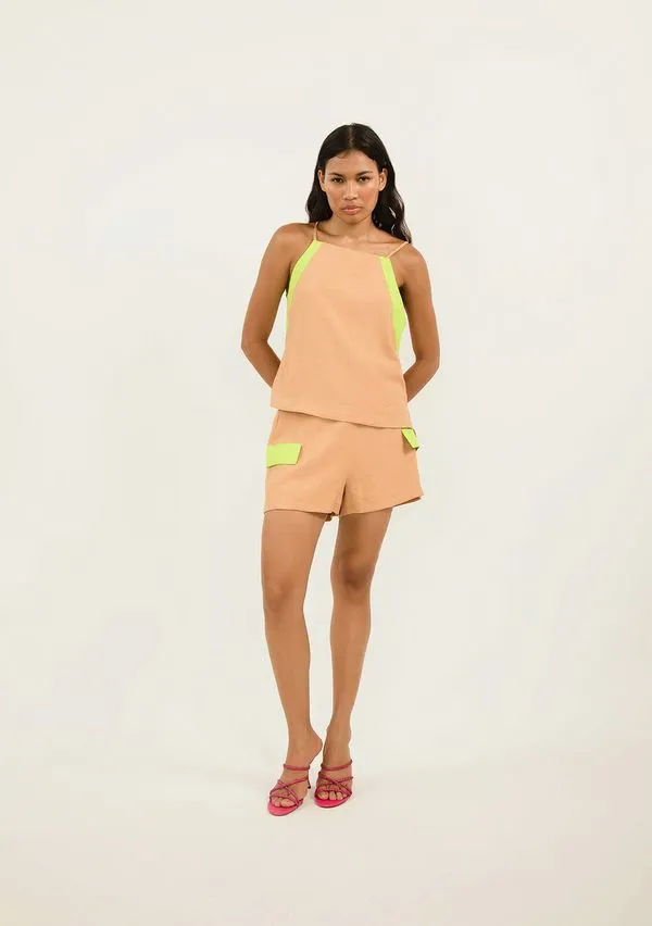 Shorts Zinco Alfaiataria Bicolor Marrom 34