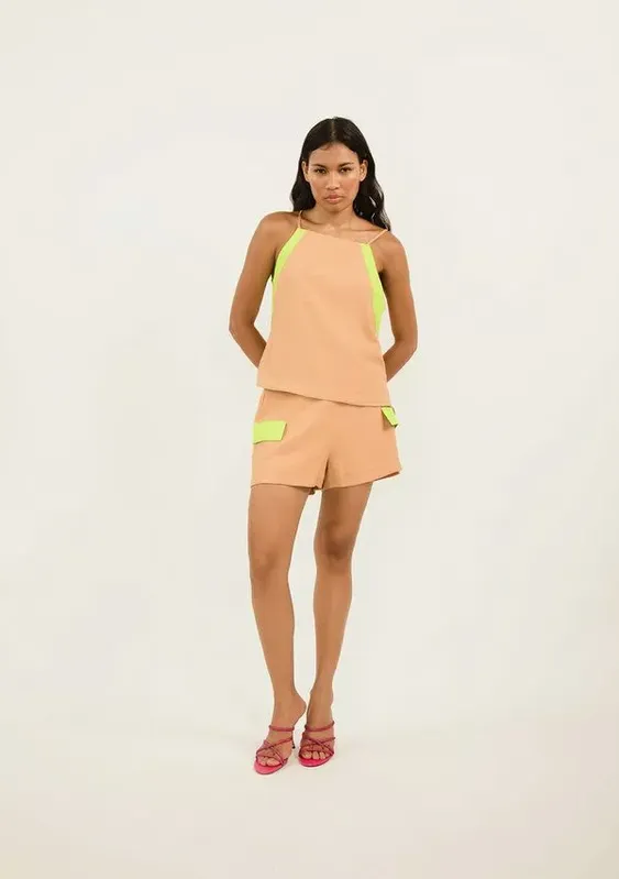 Shorts Zinco Alfaiataria Bicolor Marrom 34